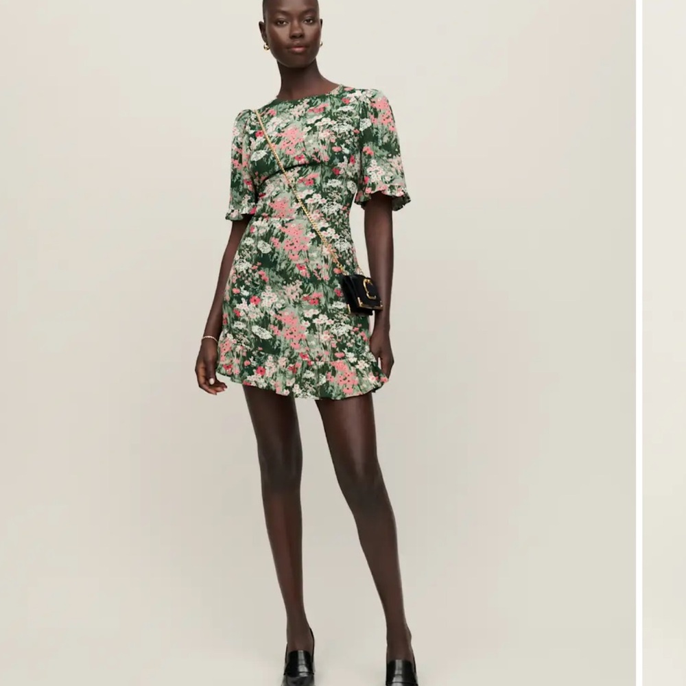 Reformation Green and Pink Floral Dress